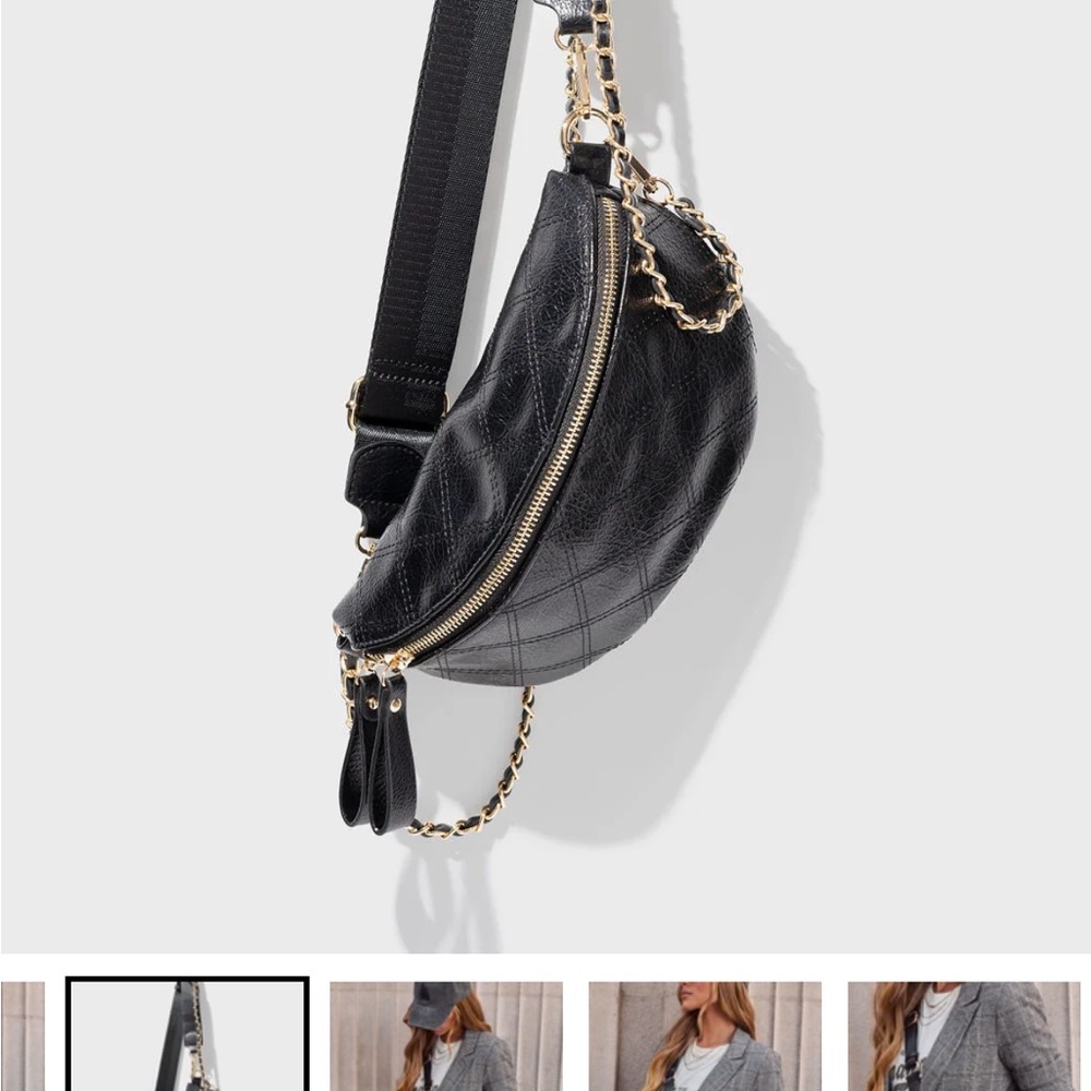 NWT- Chic Black Quilted Faux Leather Crossbody Bag